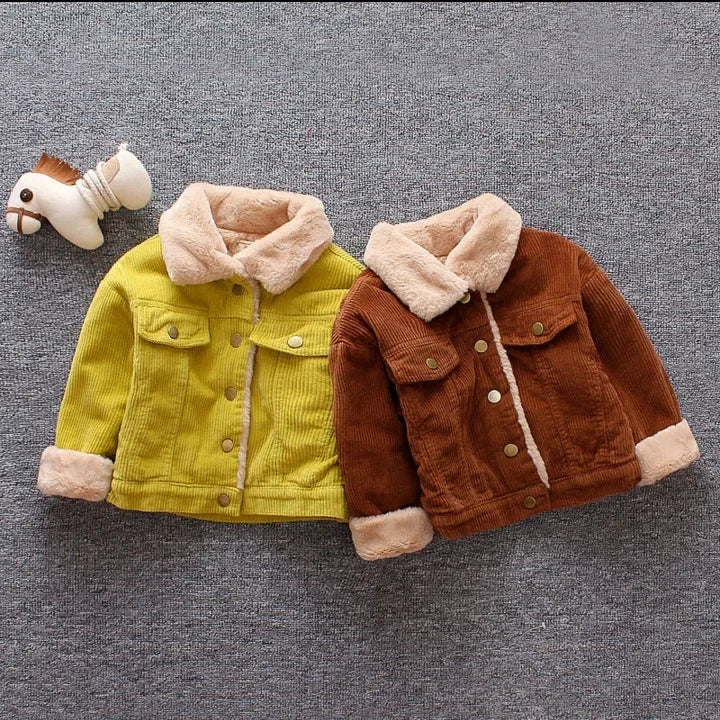 New Boys' Coat with Velvet and Thickened Children's Coat for Autumn and Winter, New Baby Winter Clothes,