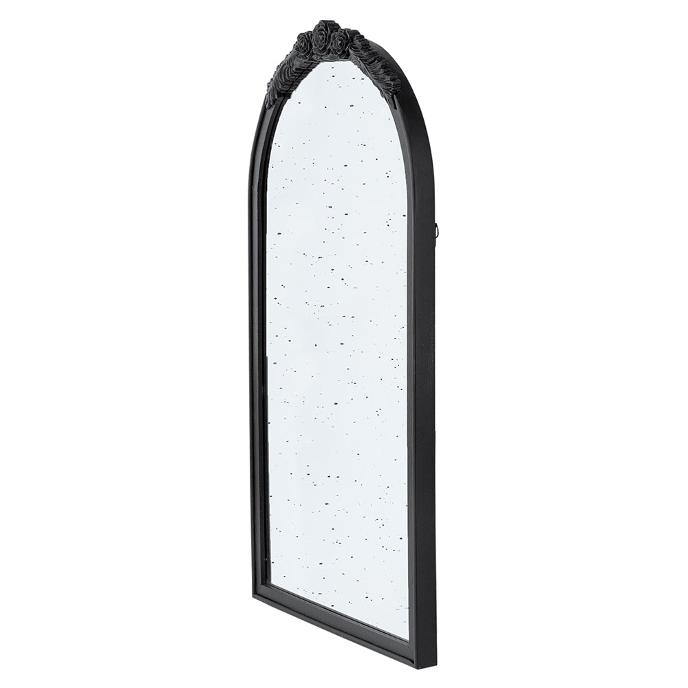 Hand-Carved Rose Arched Wall Mirror, Available in 2 Colors