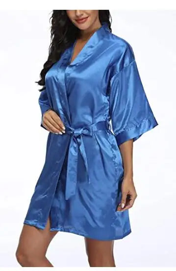 Satin Robe Female Intimate Lingerie Sleepwear Silky Bridal Wedding Gift Casual Kimono Bathrobe Gown Nightgown Sexy Nightwear