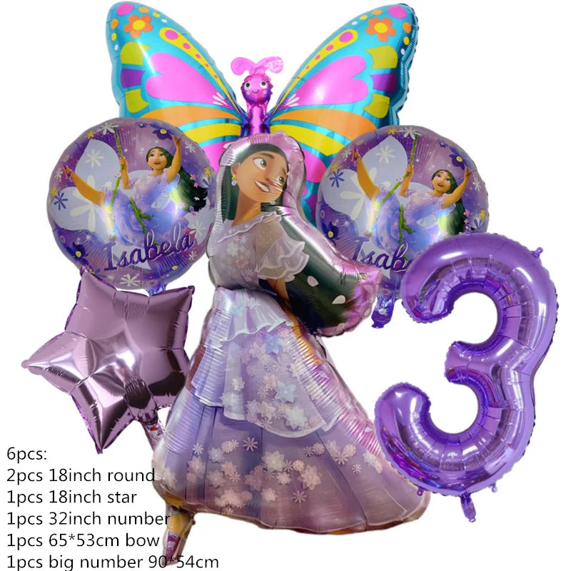 Disney Encanto Mirabel Isabella Party Balloons Set 32inch Purple Number Foil Balloons For Kids 1 2 3th Birthday Decor Air Globos