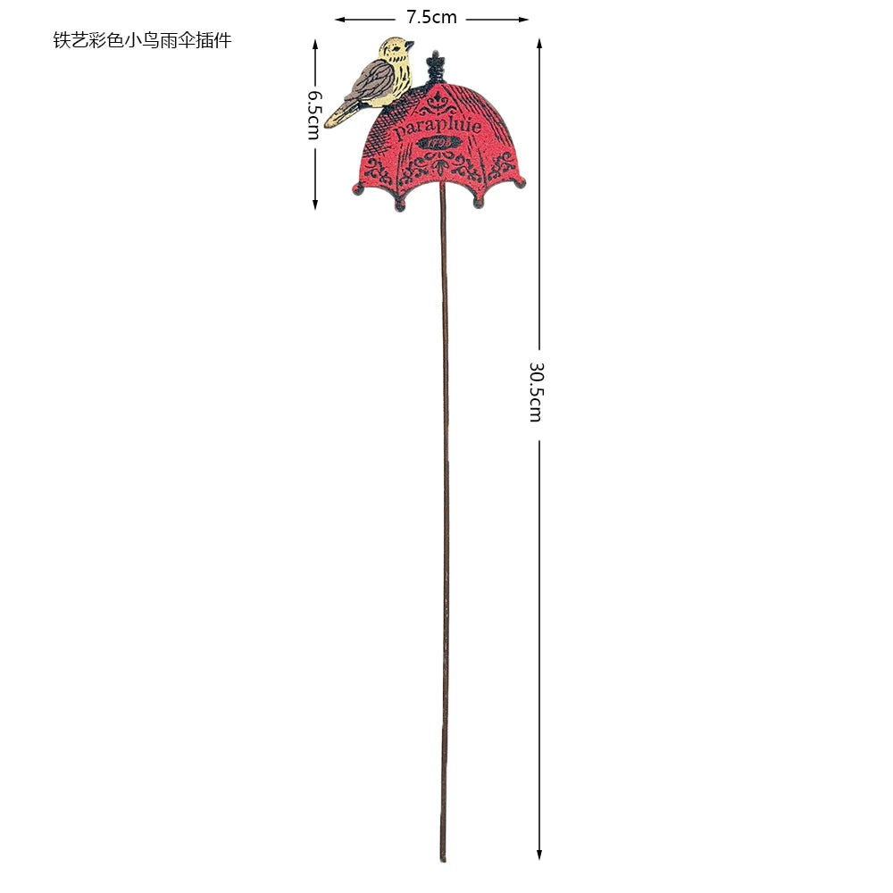 Retro Iron Animal Flower Stake Balloon Ornament Horticultural Groceries Garden Decor Rustic Balcony Plant Markers for Flowerpot