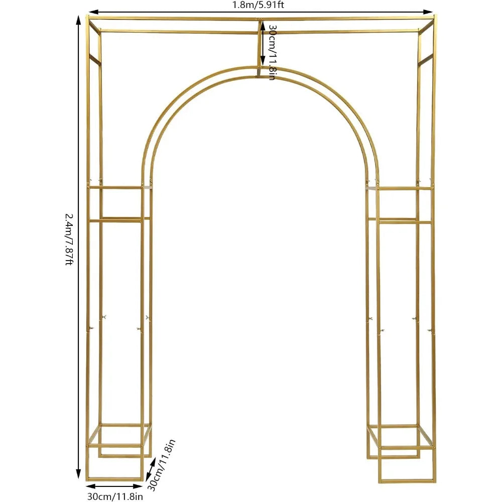 12 x 12 inch Wedding Arch Backdrop Stand, Free Standing Metal Balloon Arch Stand, Wedding Arches, Gold Metal Arch Backdrop Frame