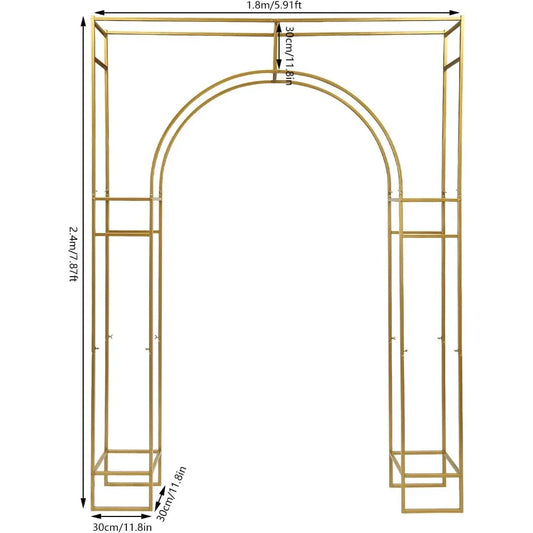 12 x 12 inch Wedding Arch Backdrop Stand, Free Standing Metal Balloon Arch Stand, Wedding Arches, Gold Metal Arch Backdrop Frame