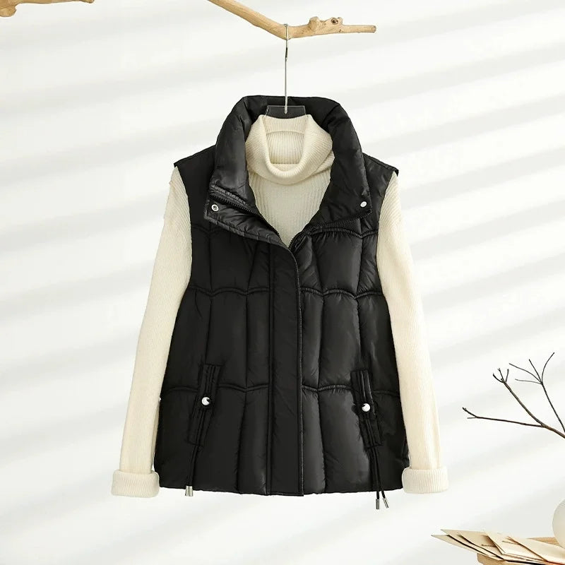 Autumn Winter Down Cotton Vest Jacket Women Sleevele Parkas Thicken Warm Vest Coat Female Waistcoat Ladies Tops Chaleco Mujer