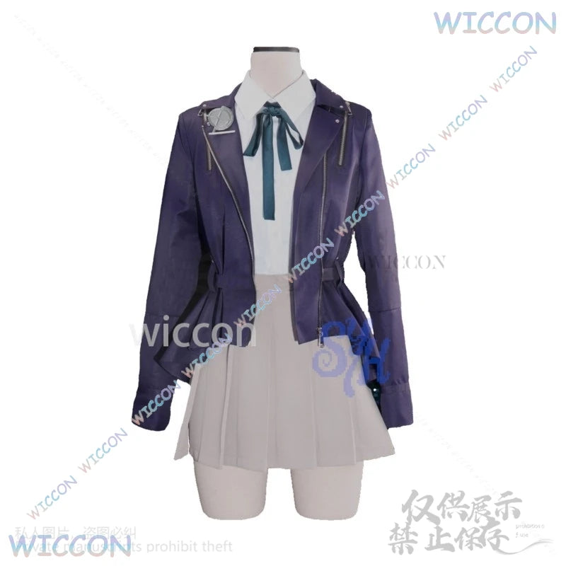Anime Game The Hundred Cosplay Kirifuji Nozomi Costume Purple Pu Punk Coat Jk Kawaii Uniform Dress Lovely Japanese Girls Lolita