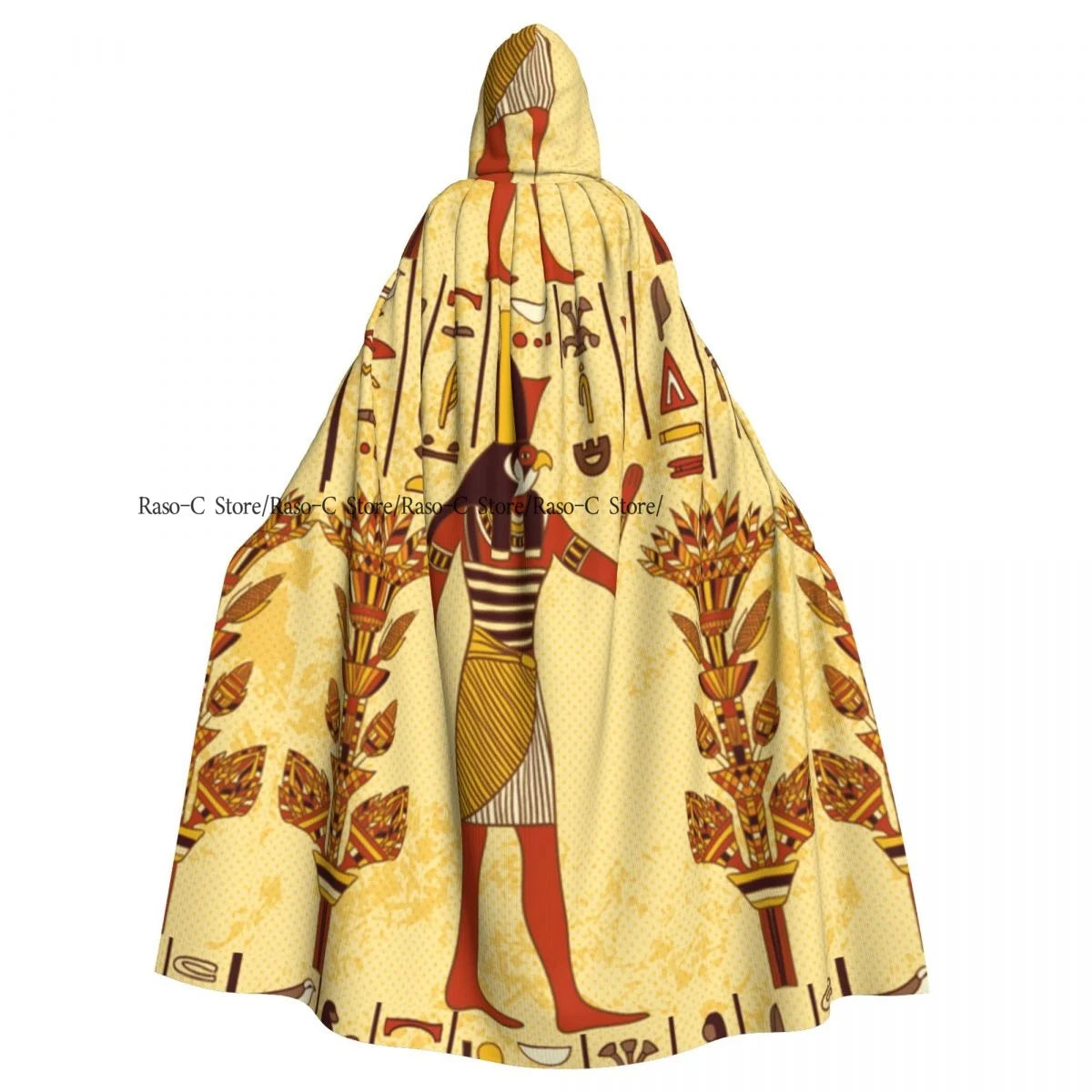 Unisex Adult Vintage Egyptian God Hieroglyphs Cloak with Hood Long Witch Costume Cosplay