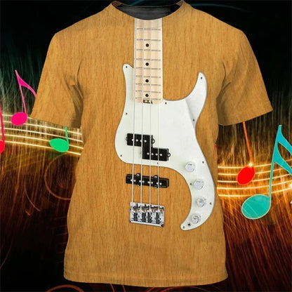 1 Piece Custom Your Picture Music Tshirts Guitar Pattern 3D Print T-Shirt Men Women Fashion  Tops Kids Boys Tees Male Clothing R
