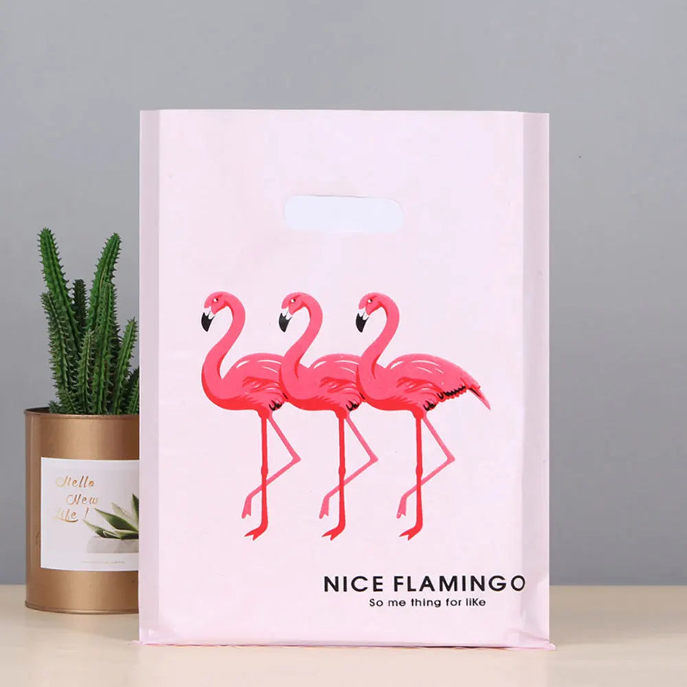 50pcs Multi Style Plastic Handle Bag 15*20cm Small Jewelry Packing Bag Party Favor Bags For Candy Cookie Gift Packaging Bag