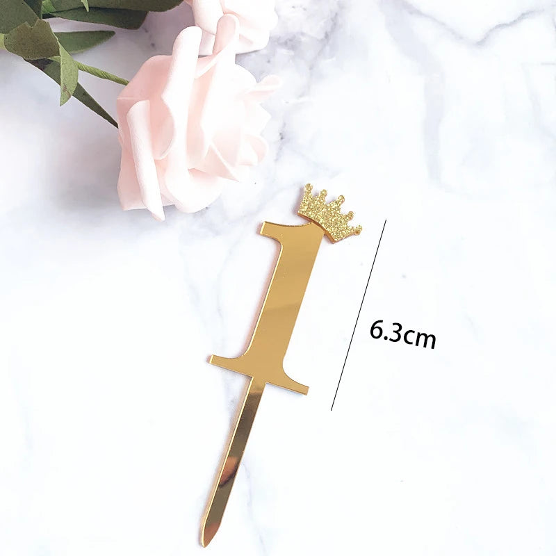 Happy Birthday Cake Topper Wedding Decorations Acrylic Cake Topper Gold Silver Numbers 10 16 18 20 30 Cake Decoration Tools