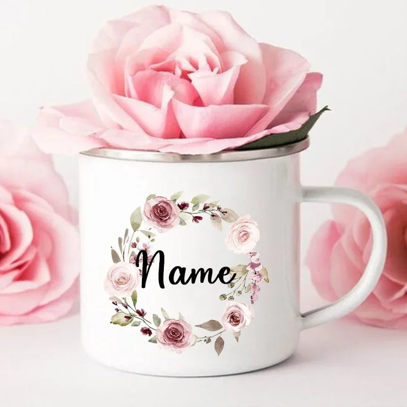 Personal Custom Name Enamel Mug, Bachelorette Party, Coffee Wine Mug, Bridesmaid Cup, Wedding Bridal Shower, Bride Team Gifts
