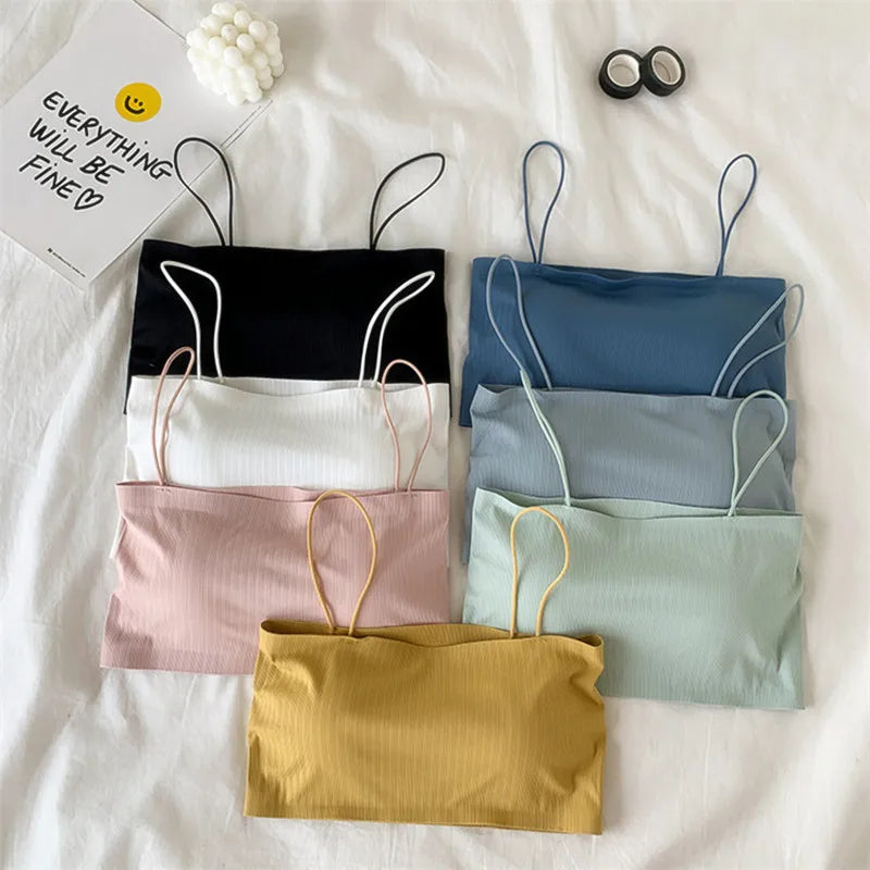 Tube Top Bras For Women Strapless Sexy Seamless Underwear Summer Crop Tops Sexy Lingerie Ice Silk Bandeau Bra Removable Pads