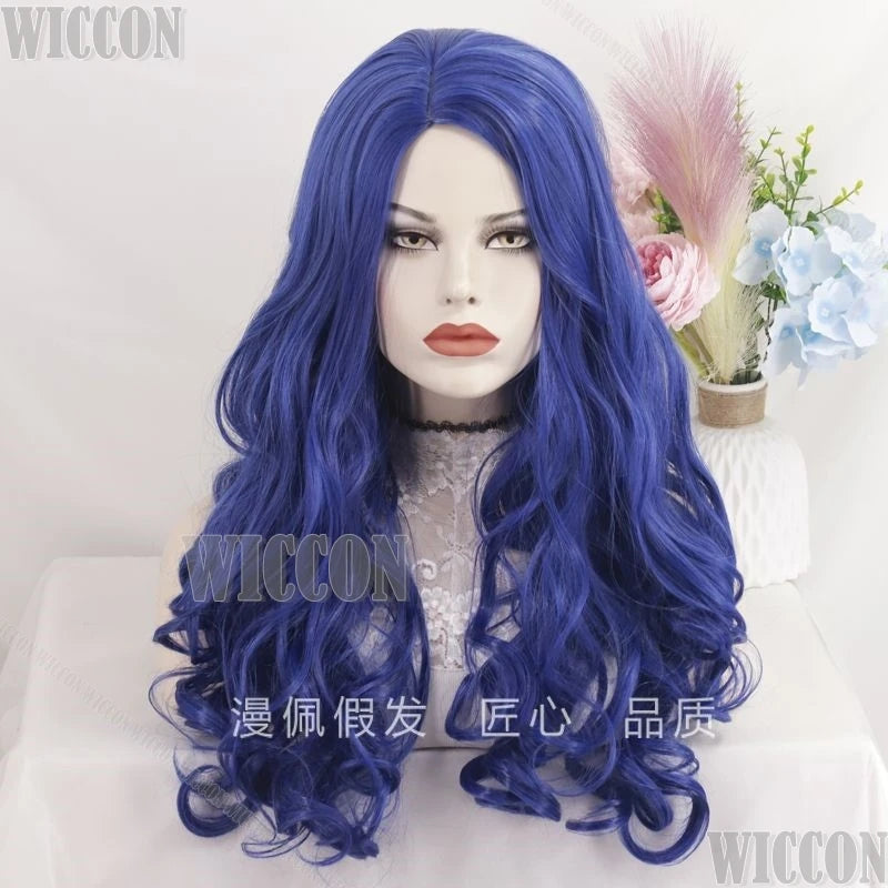 Corpse Bride Anime Emily Cosplay Fancy Outfit Gothic Clothes White Wedding Dress Veil Blue Wig Withered Garlands Prop Halloween
