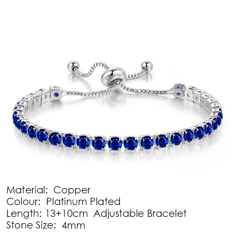 Adjustable Tennis Bracelet For Women Christmas Gift 4*4mm Rainbow Zircon Rose Gold Color Women's Bracelet Jewelry H056