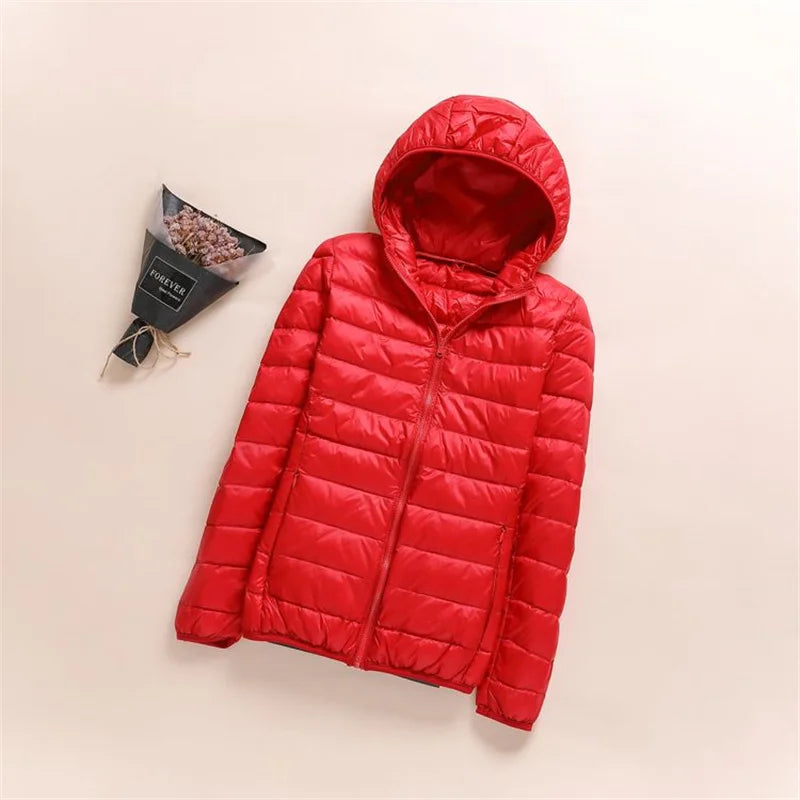 New Women Thin Down Jacket White Duck Down Ultralight Jackets Autumn Winter Puffer Jacket Warm Coats Portable Female Outwear