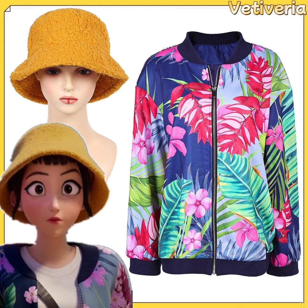 Kpop Demons Hunters Zoey Jacket Floral Adult Coat Hat Women Zip Up Baseball Cosplay Costume Halloween Carnival Party Suit