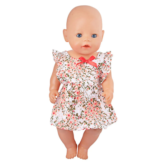 Doll Clothes Bow Knot Floral Skirt For American 18 Inch Girl Doll Spring and Summer Dress For 43cm Baby New Born Doll Girl's Toy