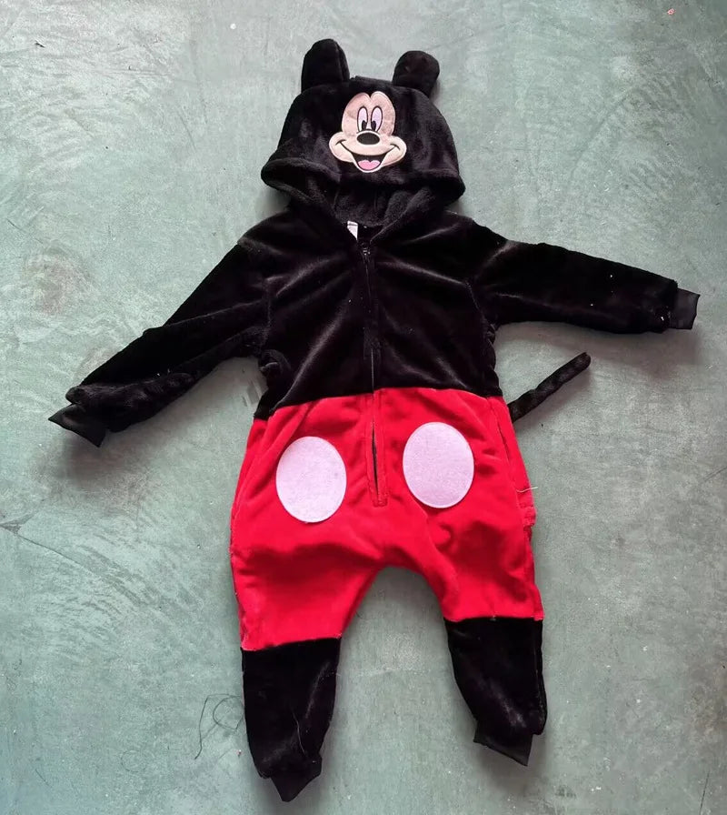 Stitch Anime Flannel Pajamas For Kids Autumn Winter Boy Girls Pyjamas Jumpsuit Children Christmas Halloween Pajama Party Costume