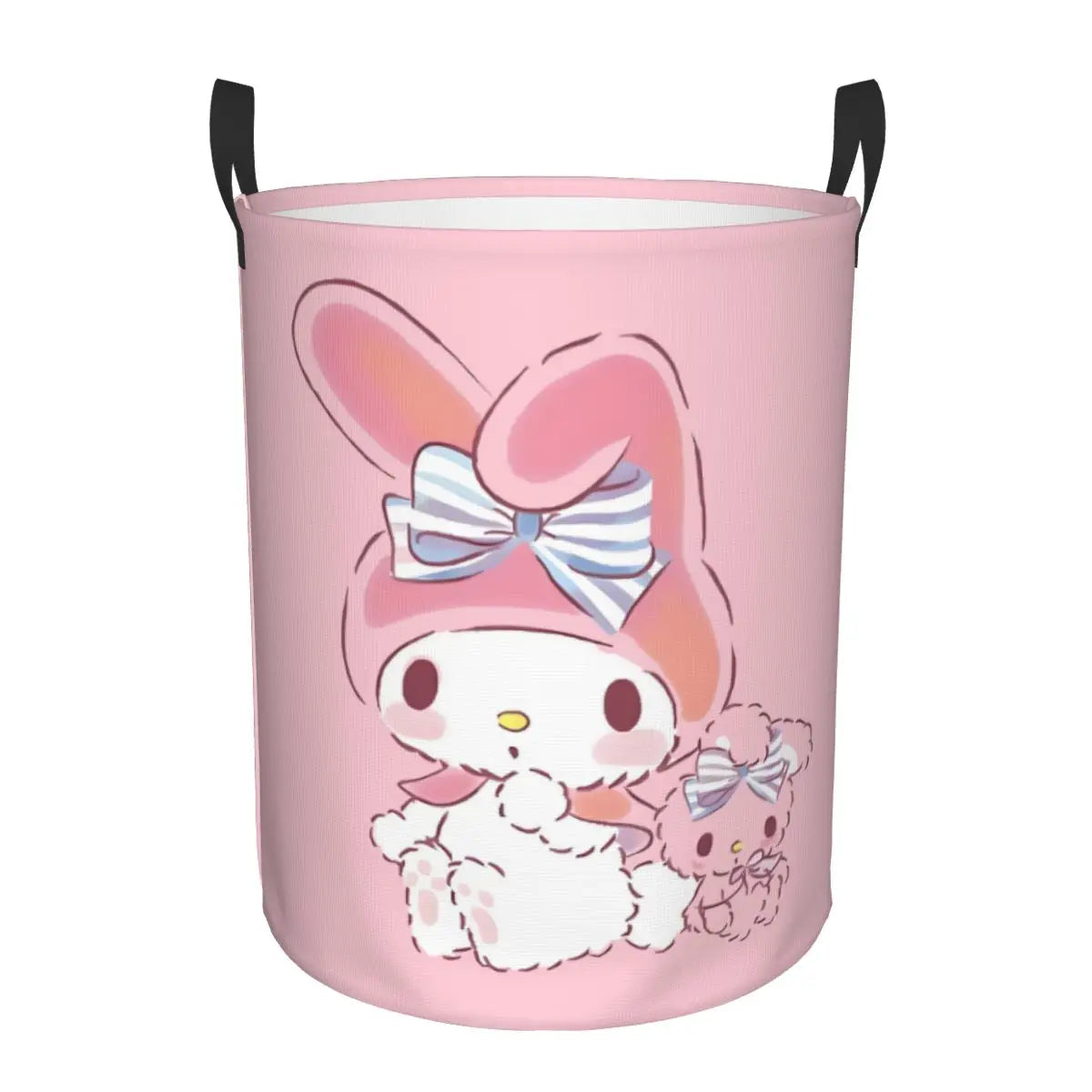 Custom Melody Laundry Basket Collapsible Pink Rabbit Clothes Hamper for Baby Kids Toys Storage Bin