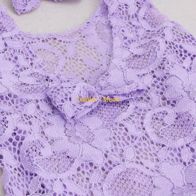 Y4QA Infant Clothes Newborn Photography Props Baby Romper Jumpsuit Headband Set with Lace Floral Photo Outfits