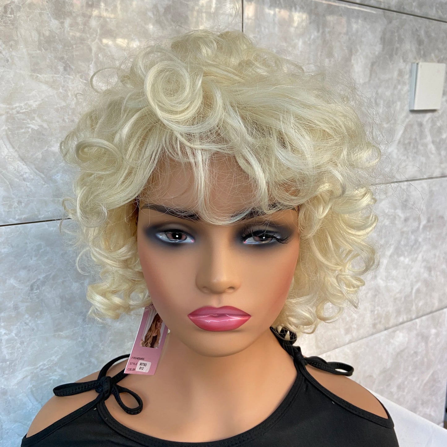 Fashiomag Short Fluffy Curly Hairstyle Blonde #613 Synthetic Hair Wigs Women Soft Natural Daily Use