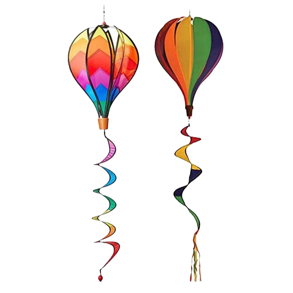 2pcs Hot Air Balloon Windmill Decors Garden Spinners Outdoor Layout Pendants Spiral Balloon Yard Decorations Wind Socks Spinners