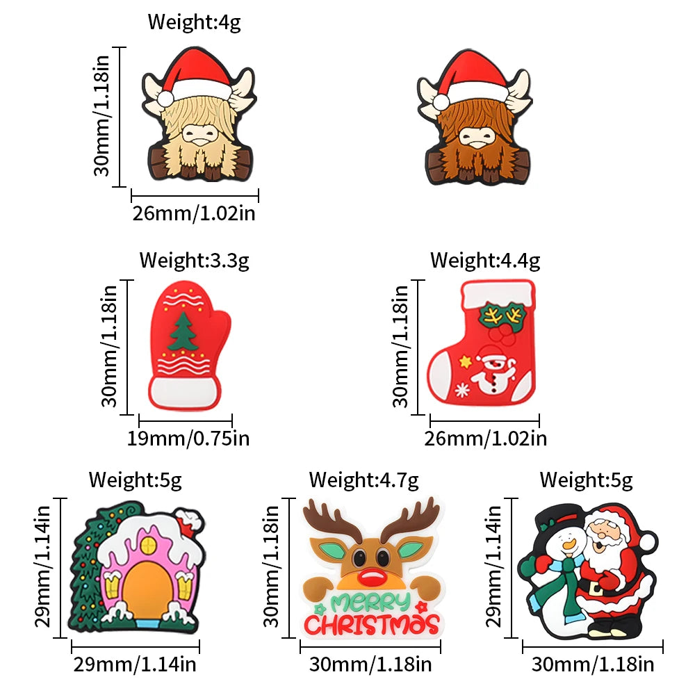 5/10Pcs Silicone Beads Christmas Day Theme Focal Beads for Jewelry Making DIY Beaded Pen Keychain Jewelry Accessories Gift