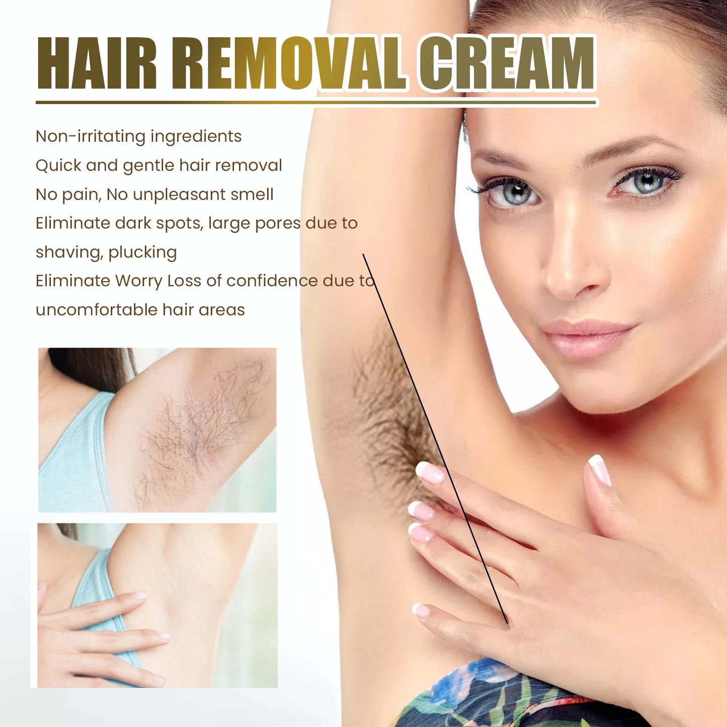 EELHOE Hair Removal Cream Armpit Arm Whole Body Gentle Fast Hair Removal Skin Smooth Body Skin Moisturizing