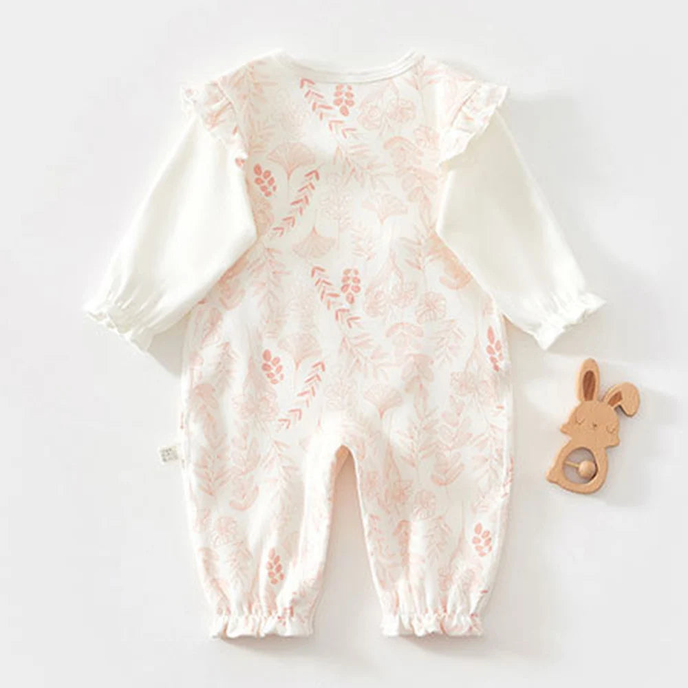 Newborn Baby Girl Onesie Long Sleeve Cotton Floral Spring Autumn Hospital Baby Romper 0 6 Months Baby Clothes