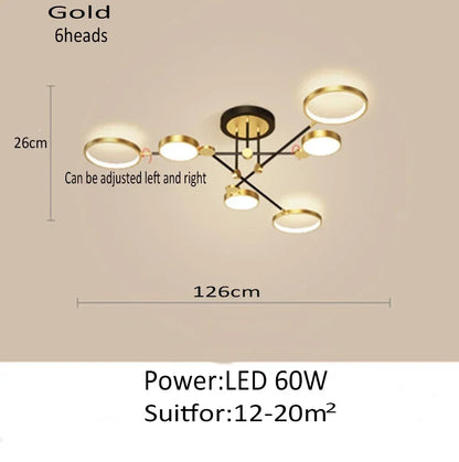 Nordic Minimalist LED Ceiling Light Creative for Living Room Bedroom Decoration Aluminum Fashion Art Lighting Fixtures Lustre