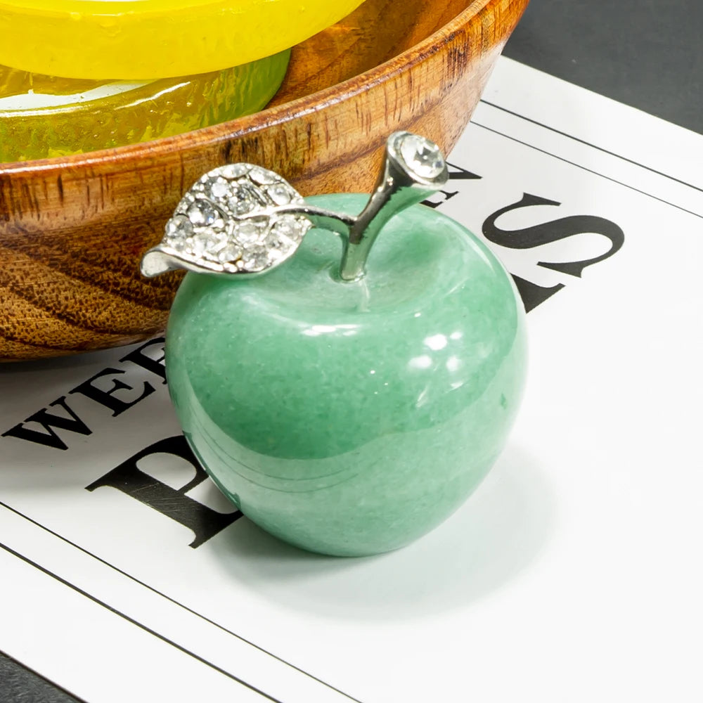 Natural Crystal Apple Jewelry Quartz Home Decoration Christmas Gift 15 Colors Healing Spirit Lucky Halo Desktop Ornament
