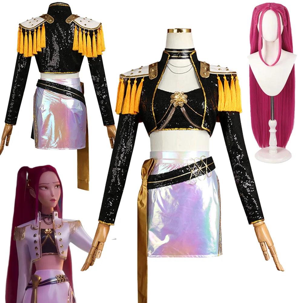 2025 Cartoon Demon Hunter of KPop Cosplay Mira Top Pants Skirt Clothing Wig Hallowmas Carnival Roleplay Suit Outfits For Women