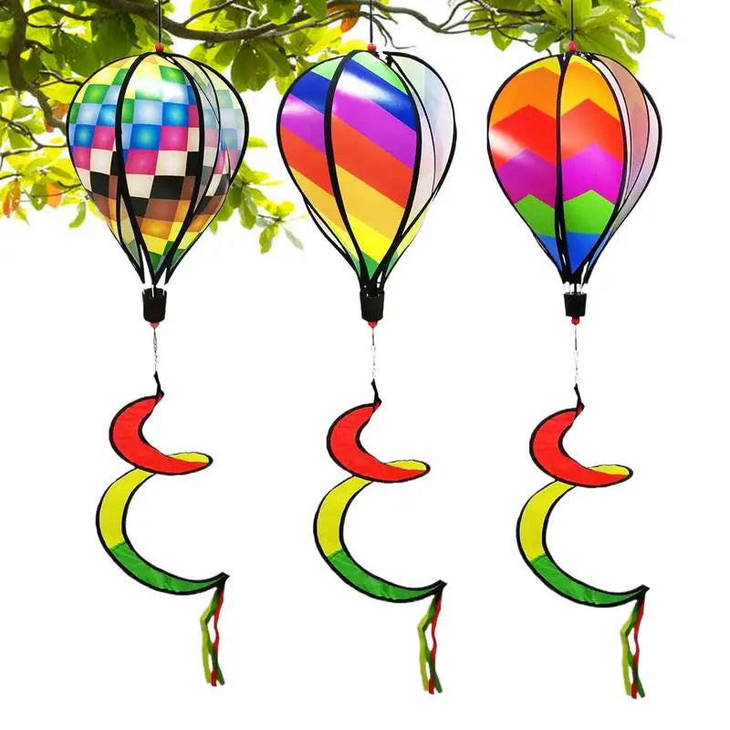 Wind Spinner Hot Air Balloon Wind Spinner 3x Rainbow Twisted Decorations Windmills Hangable Windsock Whirlygig Pinwheels for