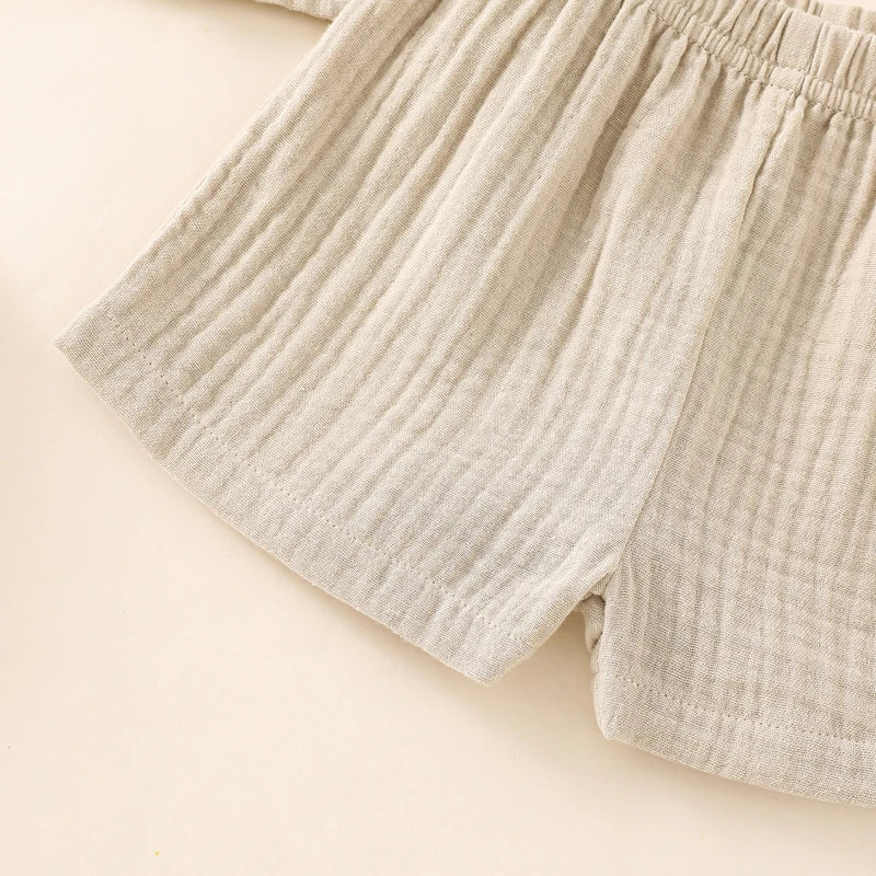 Toddler Short Sleeve Button Down Lapel Shirt Shorts Set 2Pcs Summer Outfits Baby Clothes