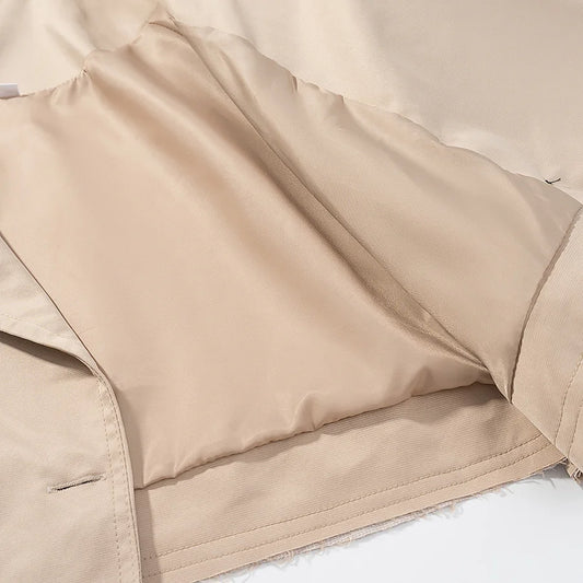 TRAFZR Women's Cropped Trench Coat khaki Long Sleeve Urban Solid Casual Classic fall outfit 2025 Trend Jackets female Outerwears