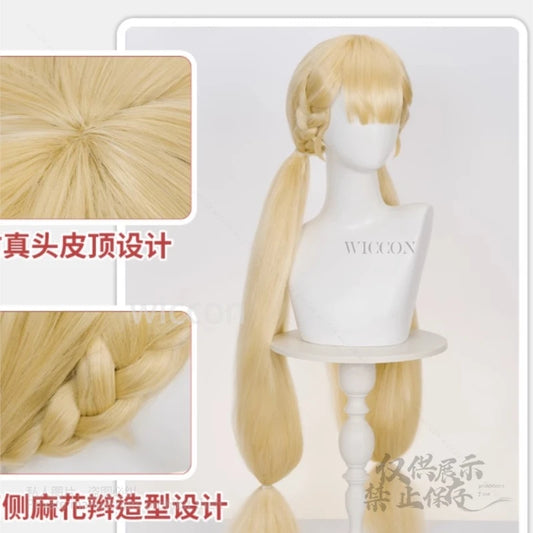 Anime Game ZZZ Alice Cosplay 90cm Gold Solid Color Wigs Female High Quality Heat Resistant Synthetic Hair Halloween Party Comic