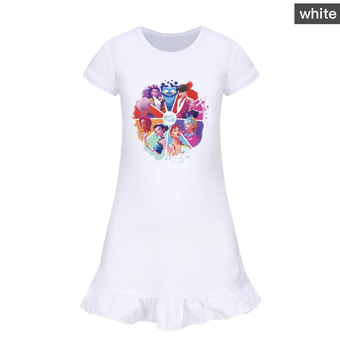 Baby KPop Demon Hunters Kids Summer Sleepdress Short Sleeve Girls Casual Cartoon Nightgown Daily Wear Clothes for Children dress