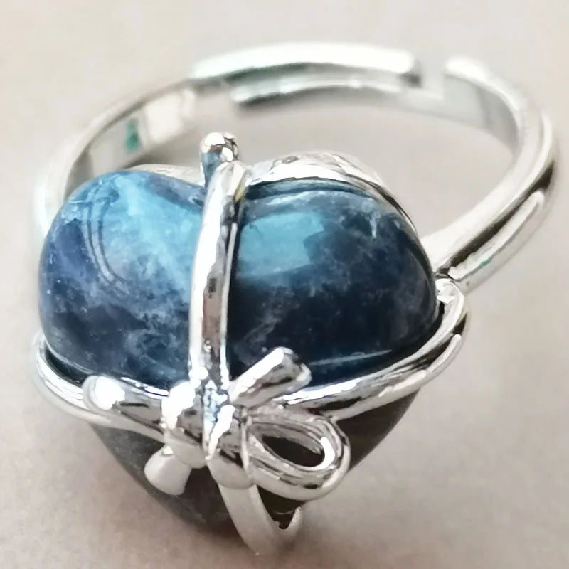Blue Sand Heart Bead Ring PWB1093