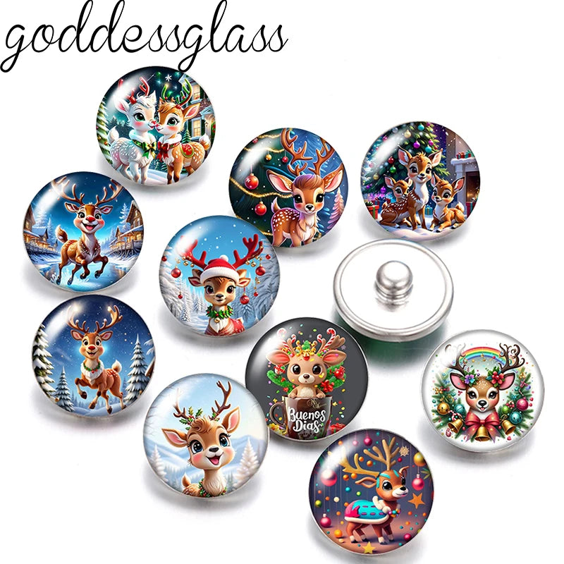 Christmas Elk Trees Birds Car Patterns Words Photo 10pcs 12mm/18mm snap buttons for 12mm/18mm snap bracelets DIY jewelry