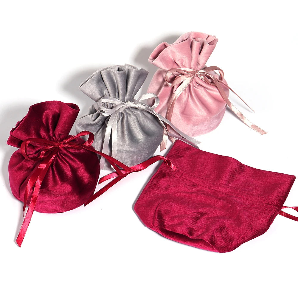 High Quality Pink Velvet Bag Gift Bags for Wedding Party Christmas Drawstring Gift Bags Candy Pouches Velvet Package Bags