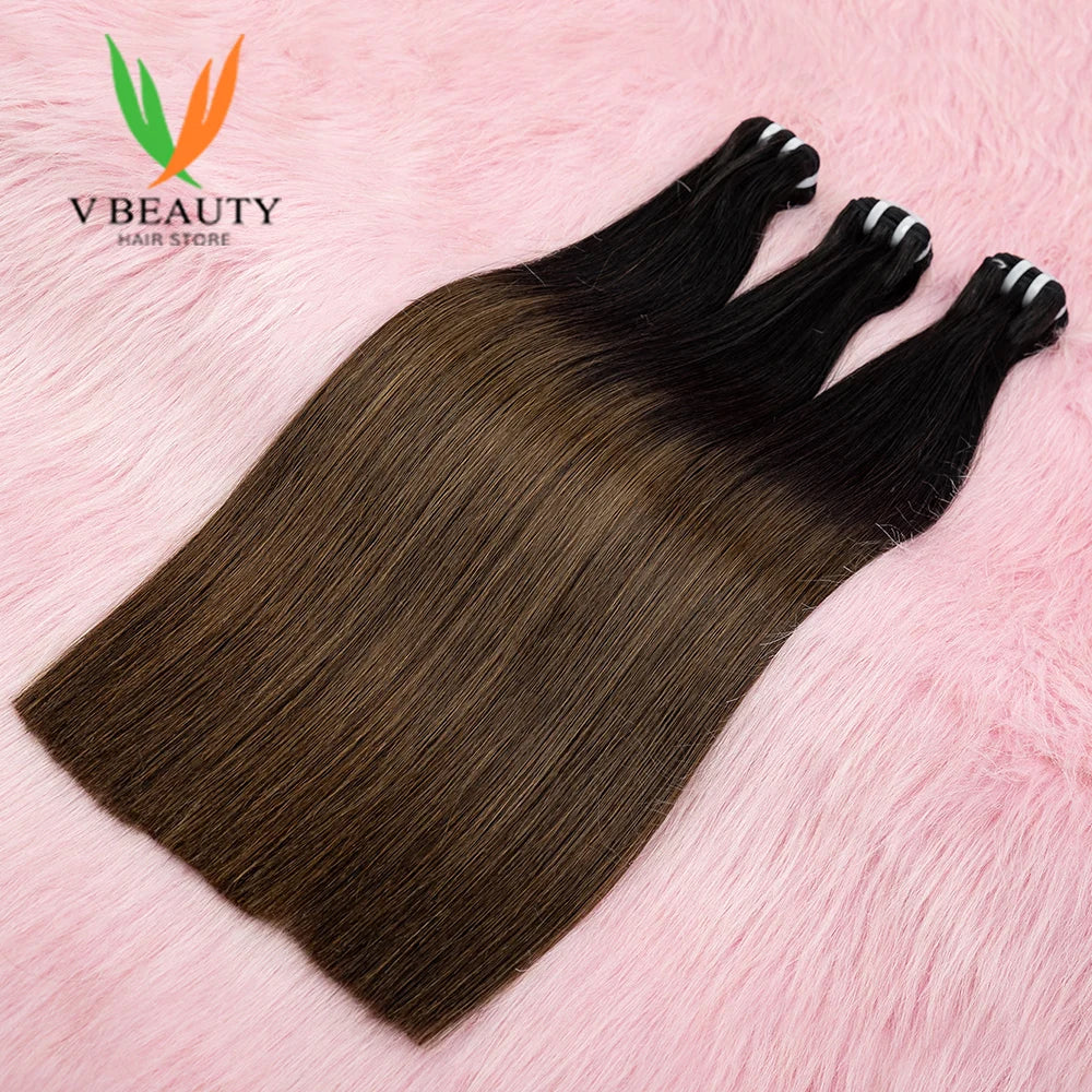 V Beauty Raw Hair Bundles Double Weft Virgin Human Hair Honey Color Bone Straight Unprocessed 16A Grade Double Drawn Extensions