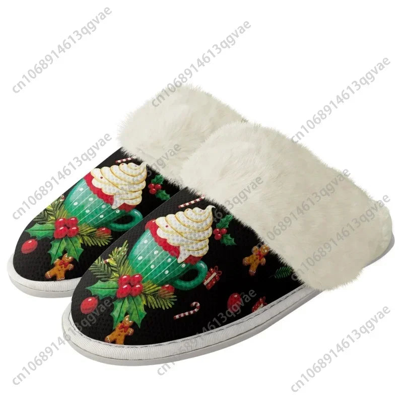 2025 Christmas Desserts Plush Slippers Keep Warm Shoes Mens Womens Home Cotton Bedroom Custom Thermal Lightweight Slipper DIY