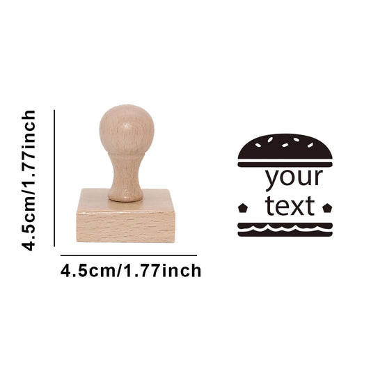 1PC Fashion Customized Name Wooden Seal For Restaurant Bakery Burger Restaurant Custom Brand Name Commercial Stamp
