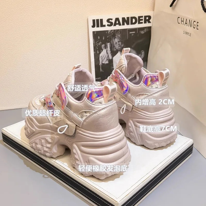 Thick-soled Inner Height Increase Dad Shoes Women's 2025 Summer New Fashion Small Sports and Leisure Shoes Versatile Shoes