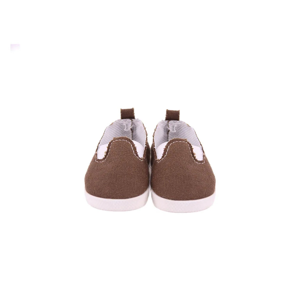 7Cm length Doll Shoes For 18 inch Girls American & 43Cm Baby New Born Doll Clothes Accessories Flowers/Bows Stamp Canvas Shoes