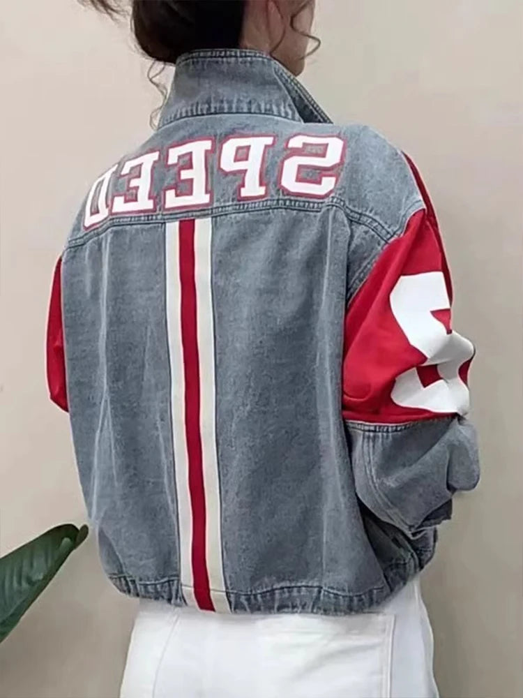 Faionable ort Denim Jaet Women's Spring Autumn Thin Unique Design Sensation Commute Sle Loose Fit Long Sve Coat