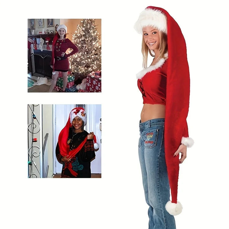 Super Long Christmas Hats Soft Comfortable Velvet Christmas Hat Kids Adult Thickened Santa Claus Caps Men's and women's hats