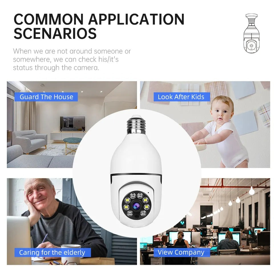 Smart Home Security PTZ Camera Wireless Lights 360 Degree Night Vision