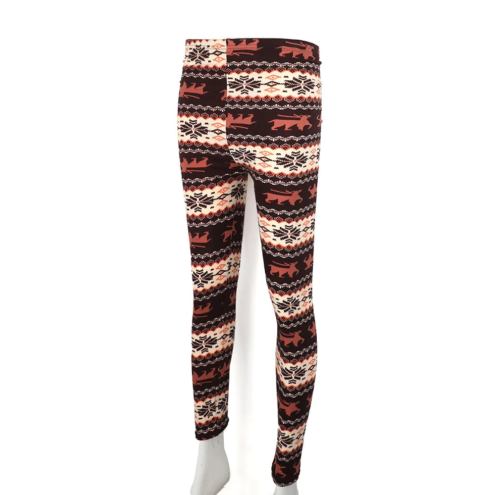 Christmas Women's Leggings Pants Snowflake Elk Printed High Waist Skinny Trouser Fitness Stretch Pants Christmas Party Clothes