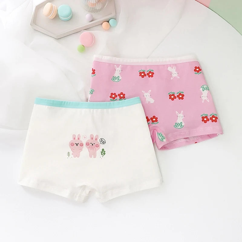 2Pcs Baby Girls Panties Sets Cotton Kids Underwear Clothes Cute Cartoon Toddlers Shorts Underpants Children Panties 3-11years