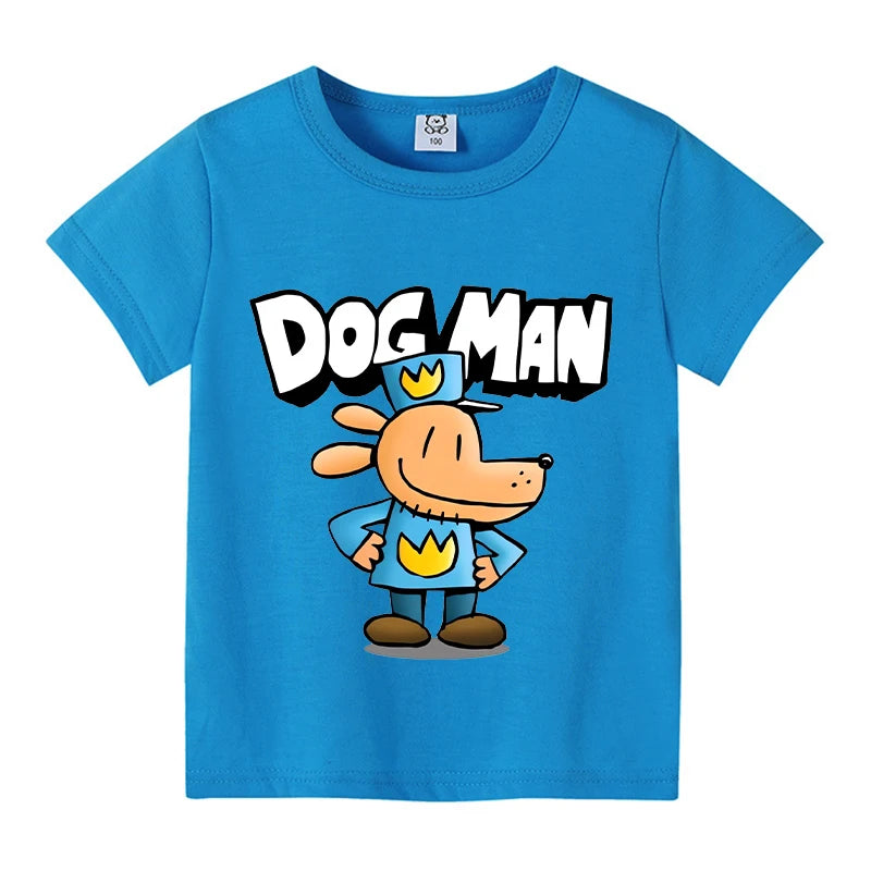 New Dog Man Children T-shirts Cute Cartoon Figure Printed T-shirt Kawaii Baby Boys Casuals Short Sleeves Tops 2025 Kids Clothes